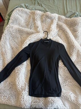 Reformation Black Long-Sleeve Mock Neck Top